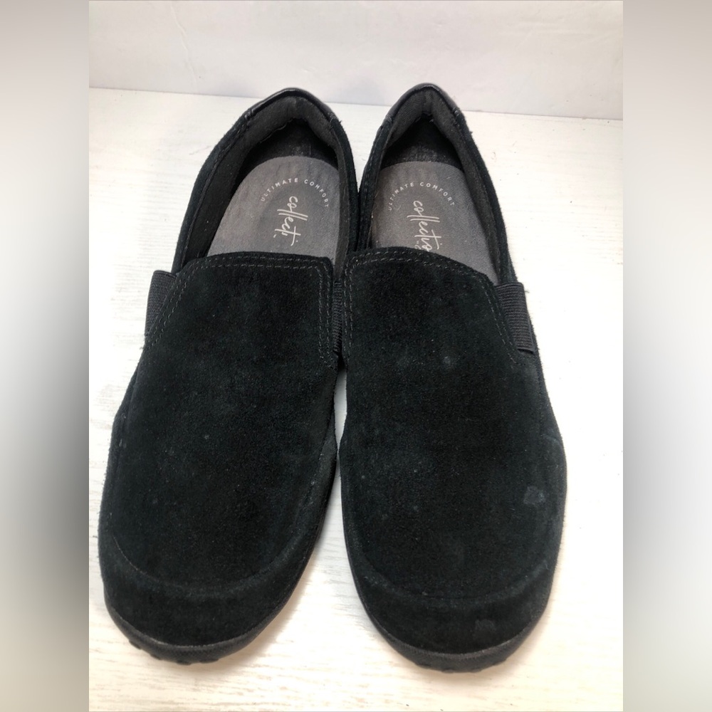 Clarks Collection Black Suede Ultimate Comfort Loafers Slip On- Women Size 9.5M